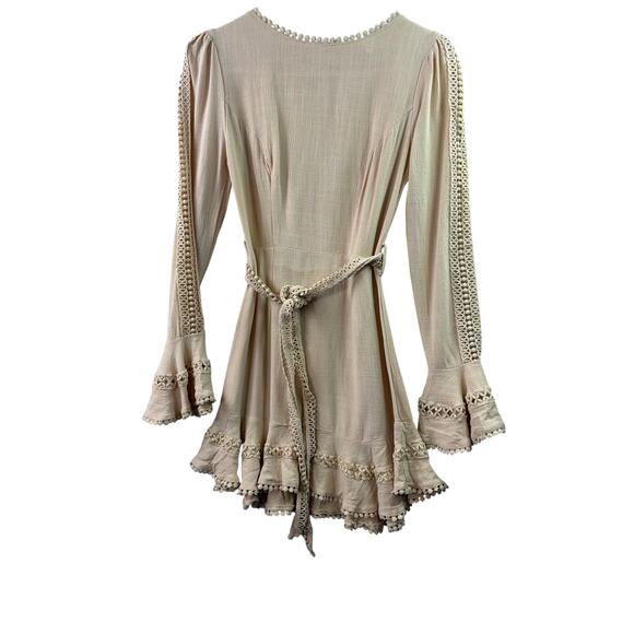 Selfie Leslie Aspley Flare Cuff Waist Tie Dress – #CottageCore - Beige – XS - Picture 1 of 8